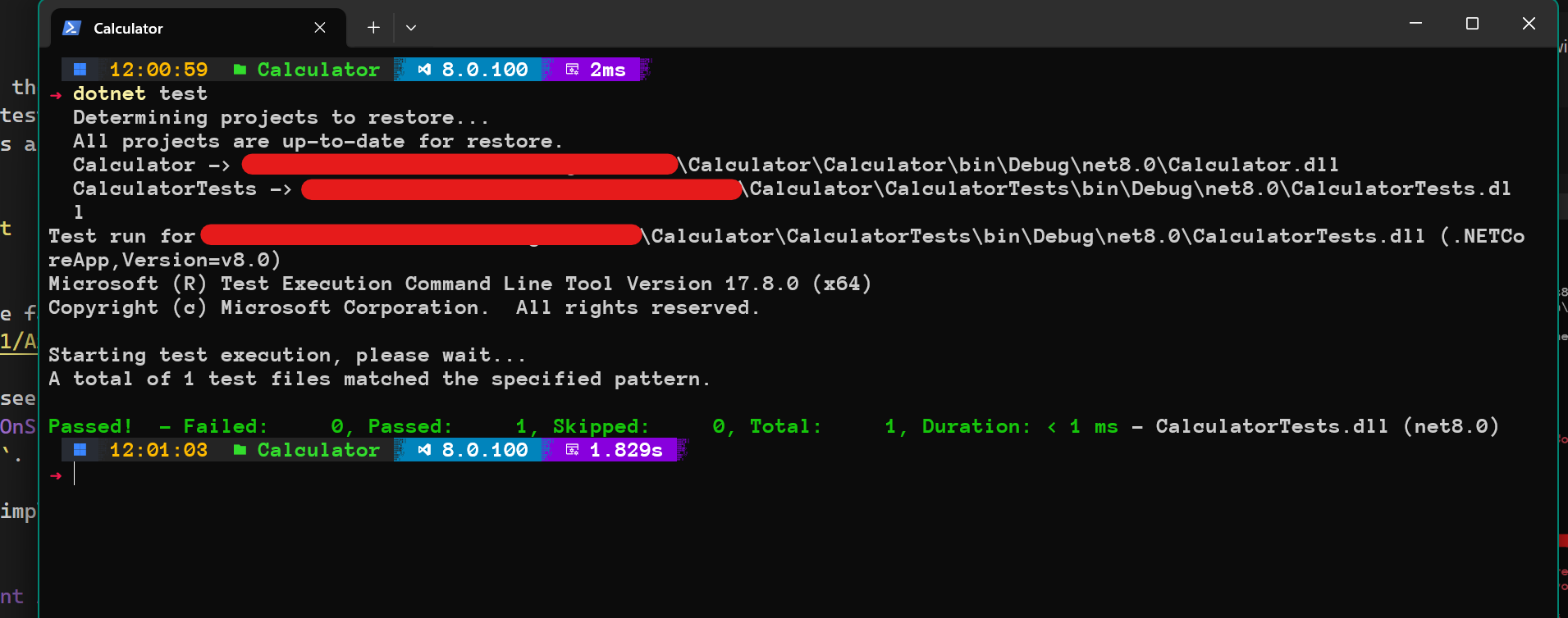 dotnet test pass