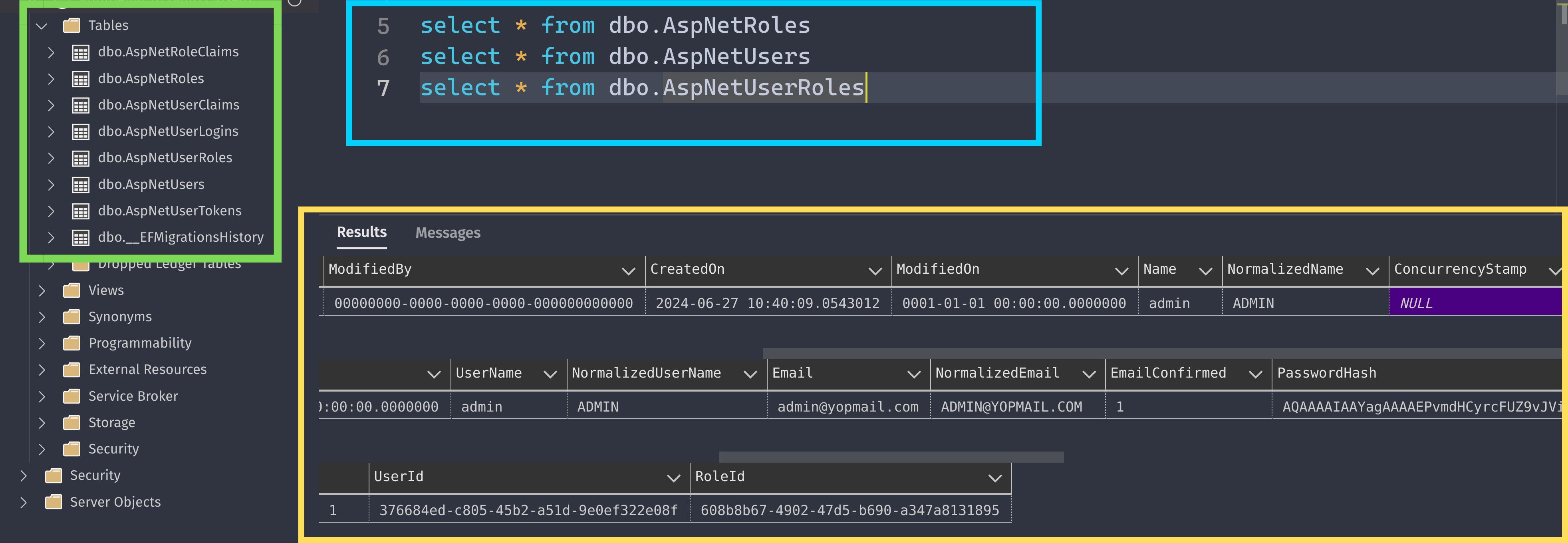 Identity tables