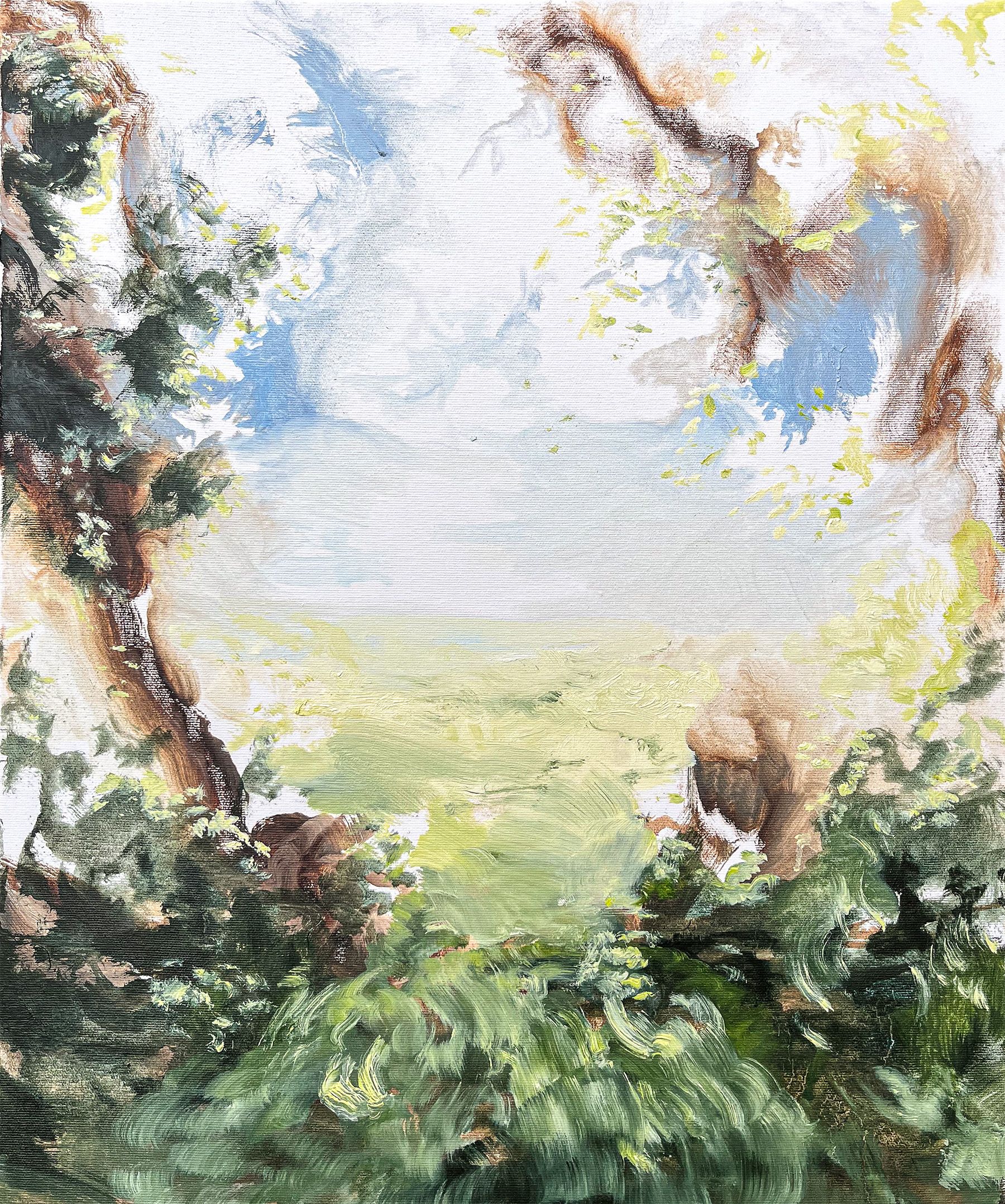 An intense moving first person view outside a natural pathway which moving meadows strive you forward.