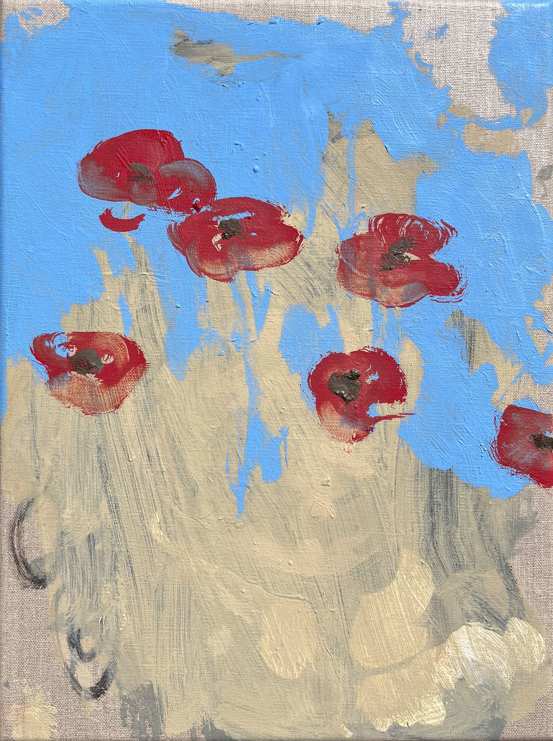 a simplified painting of poppies.