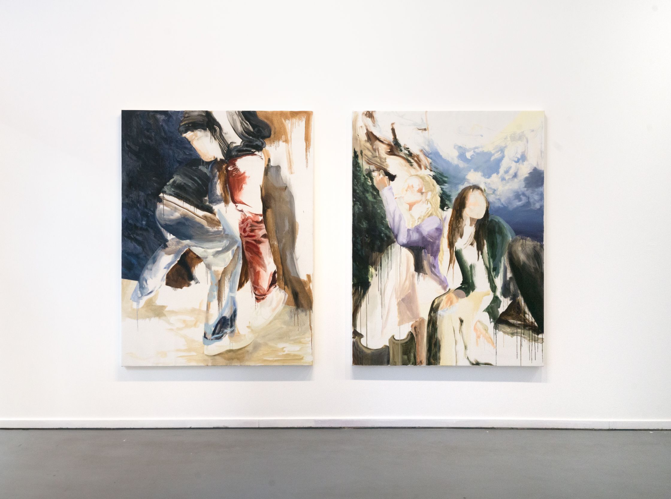 friends and the exes, juxtaposition diptych install.