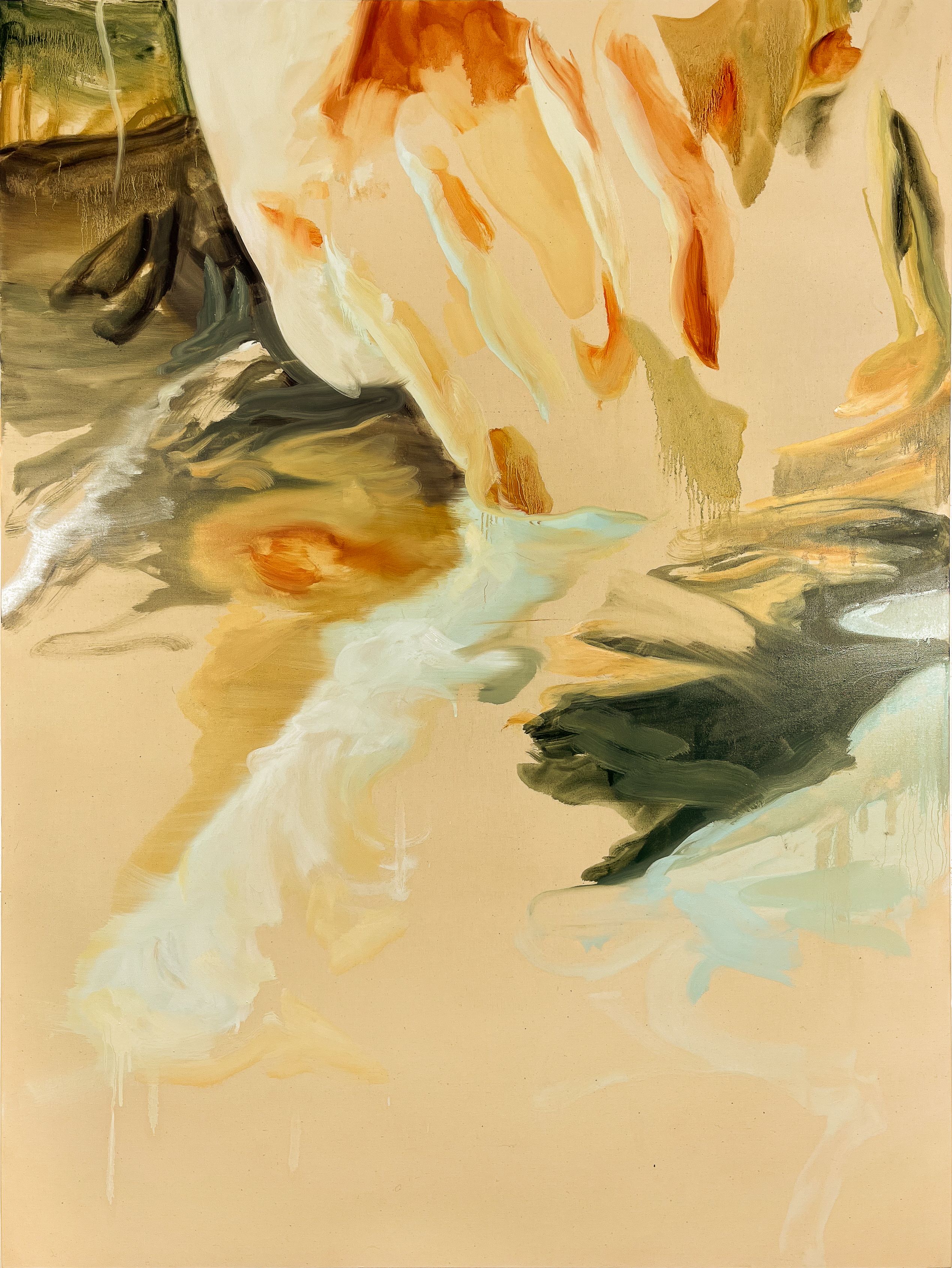 Simon Kubik depicting a woman's face in a closeup. the light touches her nose, her wrist and parts of her fingers. it's an intimate depiction and a close view of someone unknown.