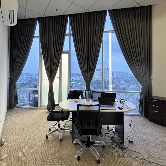Custom curtain drapery in a luxury living room