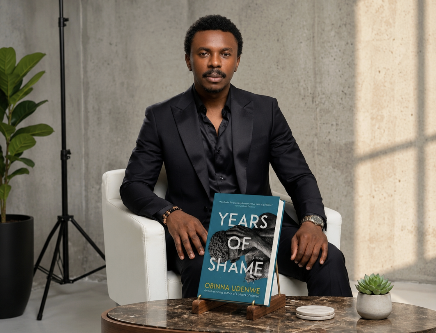 Obinna in a pose with Years of Shame