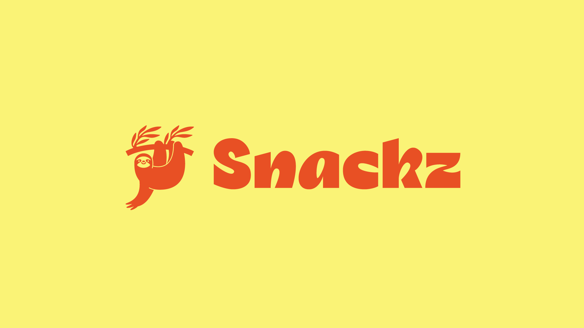 Snackz brand logo with sloth mascot