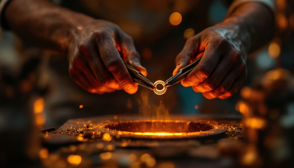 Custom jewellery being crafted