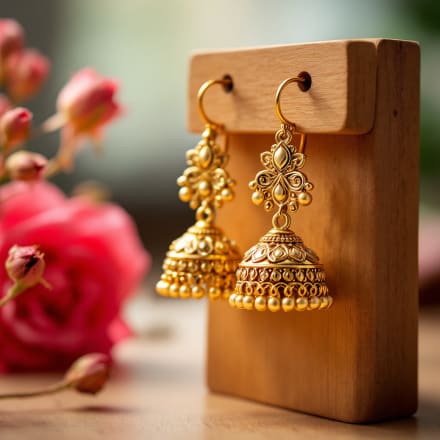 Gold jhumka earrings