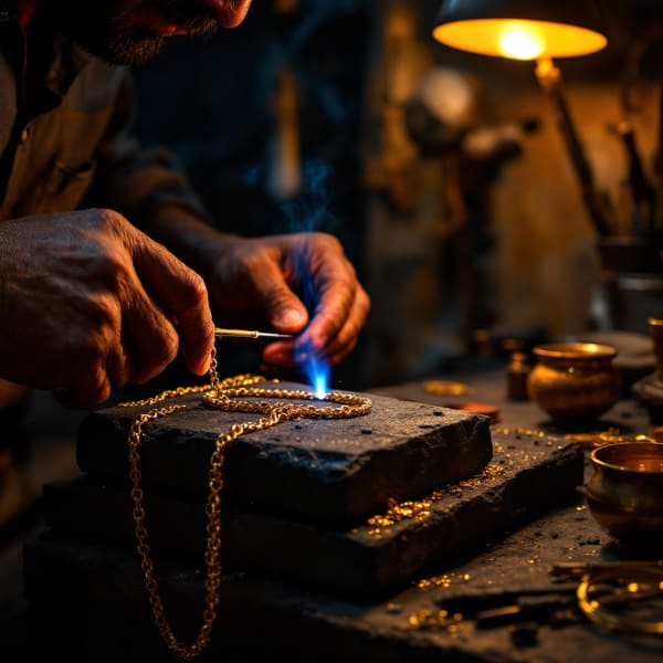 Jeweller crafting in the studio