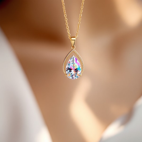 Diamond pendant worn on chain