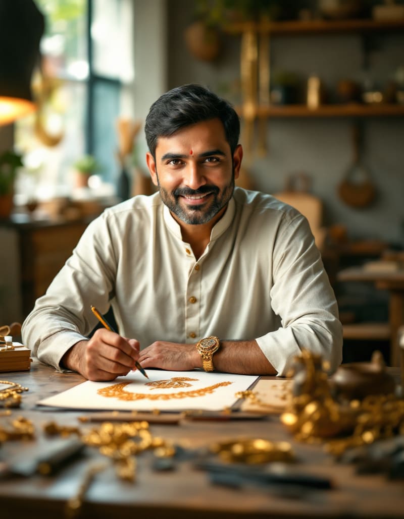 Designer consulting on bespoke jewellery