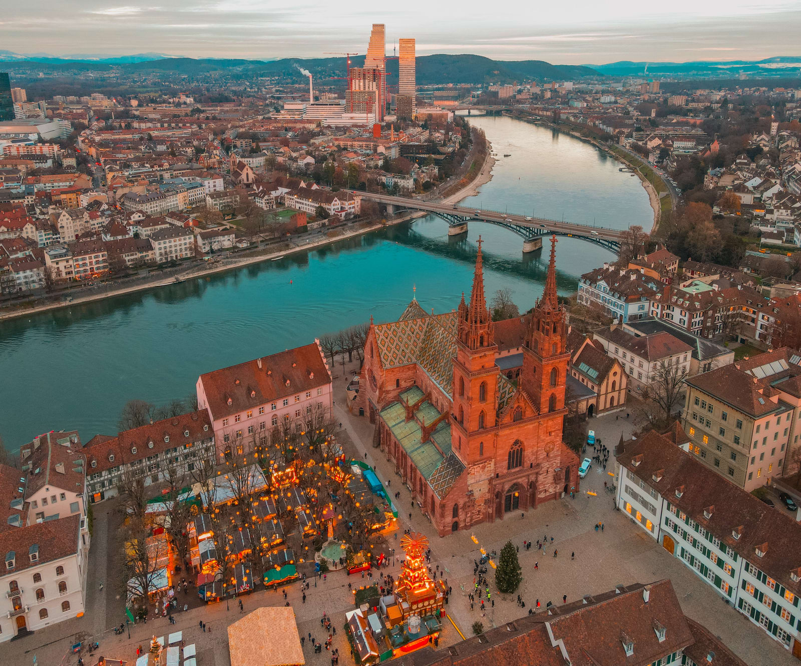 Münster inkl. Weihnachtsmarkt von oben
