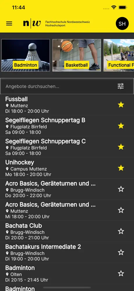 Hochschulsport App Angebote Mobile