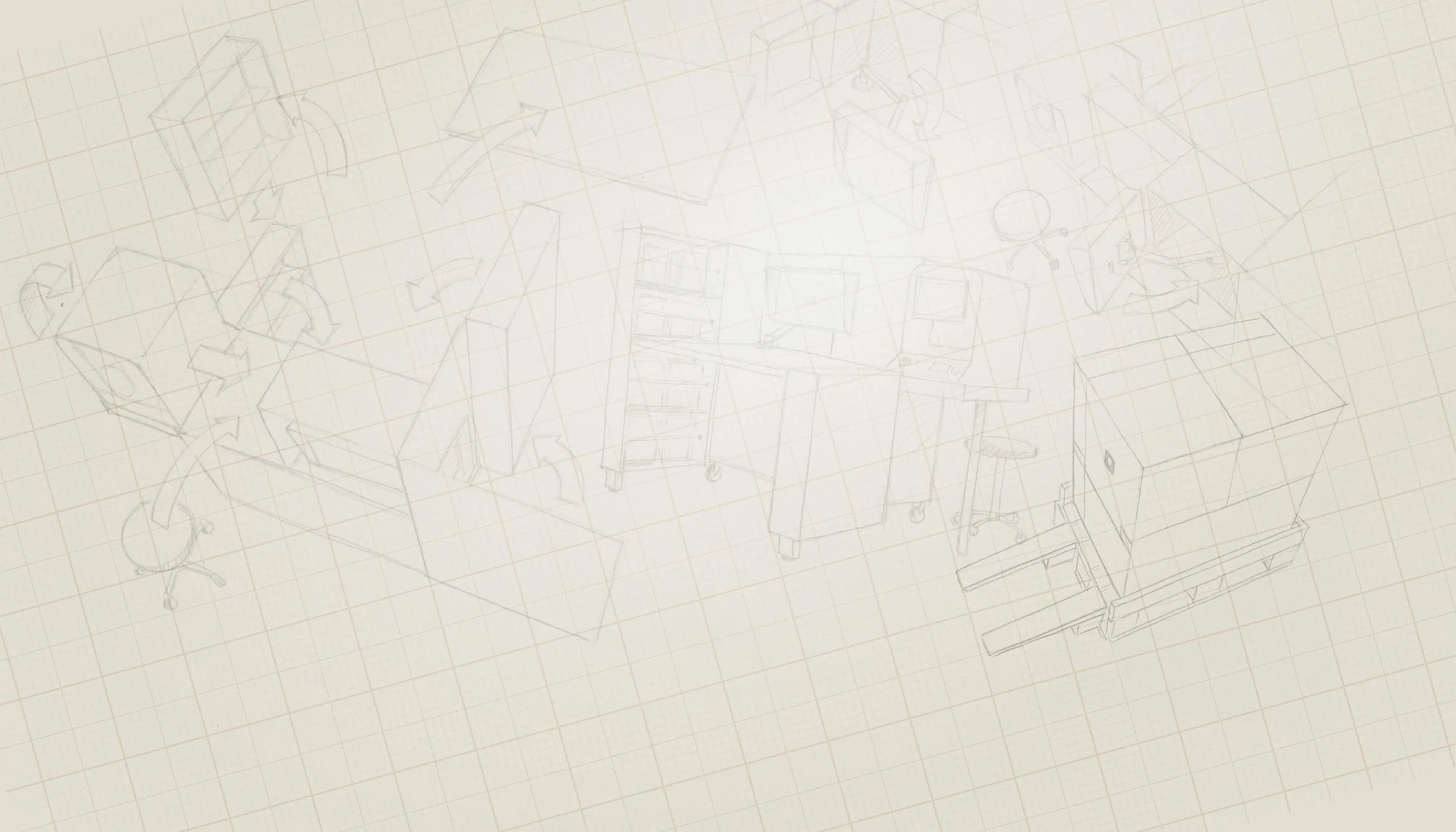 Croquis d'atelier Fred Factory : mobiliers mobiles en cours de conception