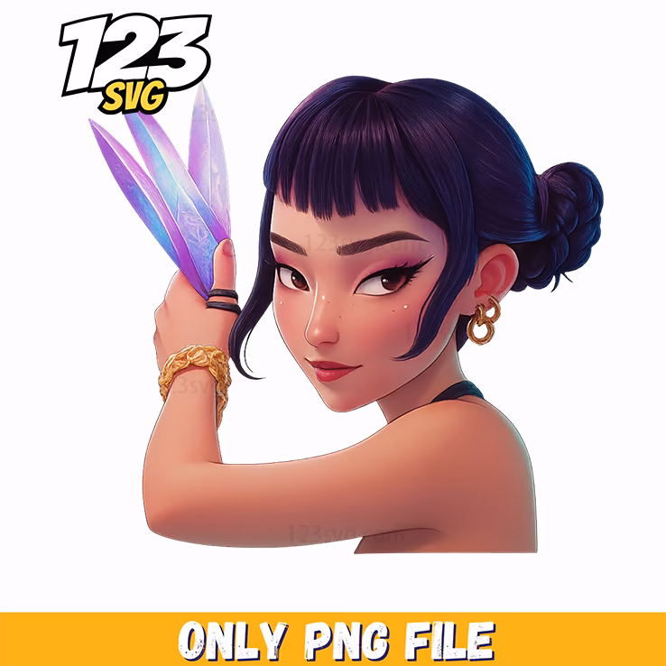 zoey smiling kpop demon hunters, kpop demon hunter characters, kpop demon hunter png
