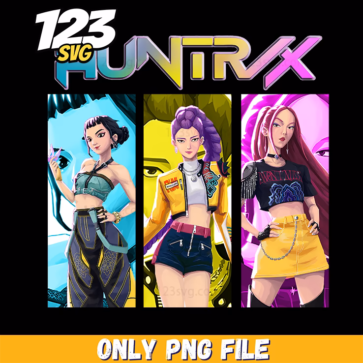 huntrix team members png, kpop hero team png, korean idol hunters png