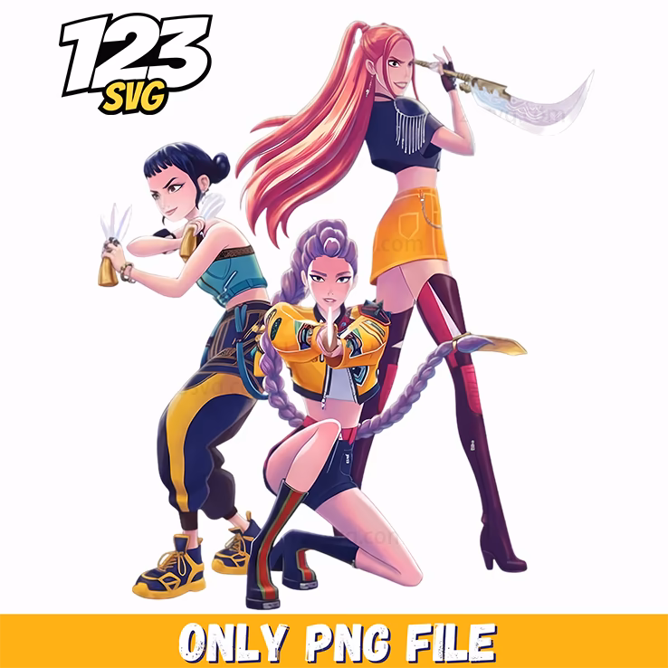 huntrix girls team png, kpop hero png, love fighter aesthetic png
