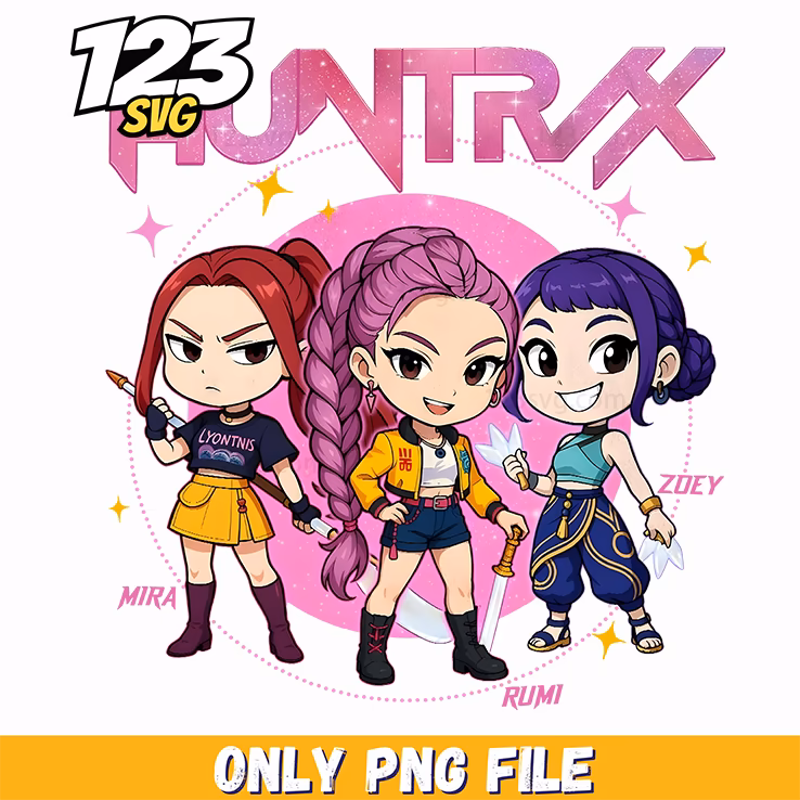 huntrix rumi mira zoey png, kpop hero team png, kpop band manhwa ...