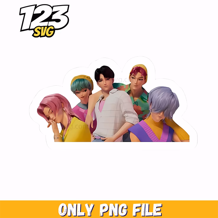 kpop clipart set, kpop cartoon png, kpop demon hunters