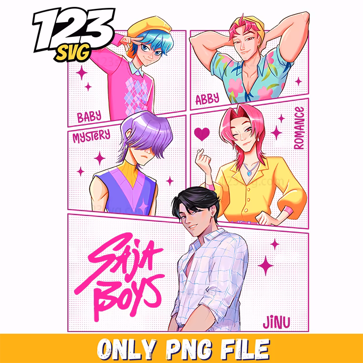 saja boys band png, kpop cartoon png, kpop band png