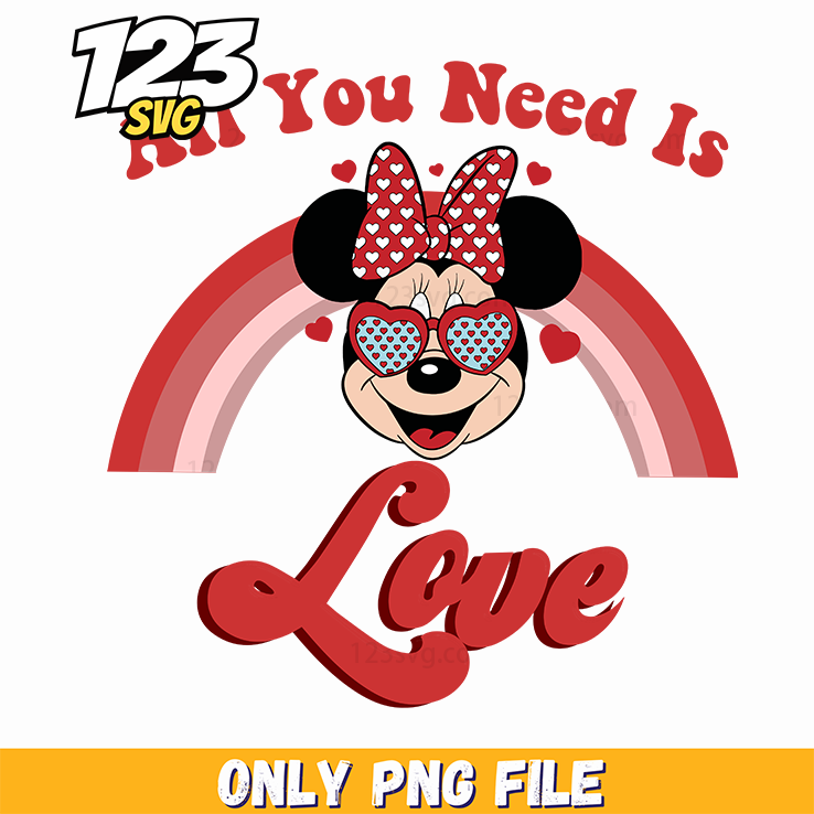 All You Need Is Love Minnie PNG, minnie mouse love png, minnie mouse all you need is love
