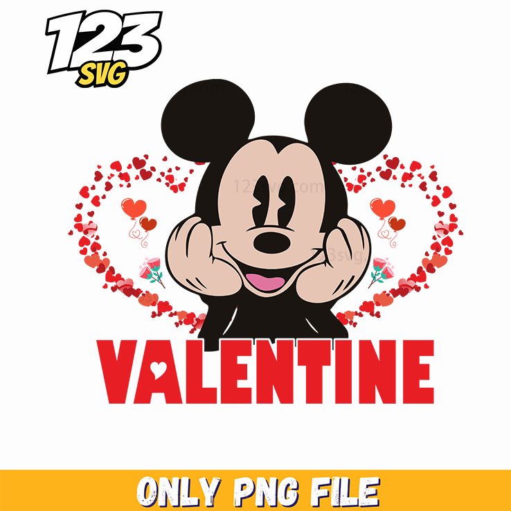 Mickey Valentine Typography PNG, valentine typography design, typographic valentine