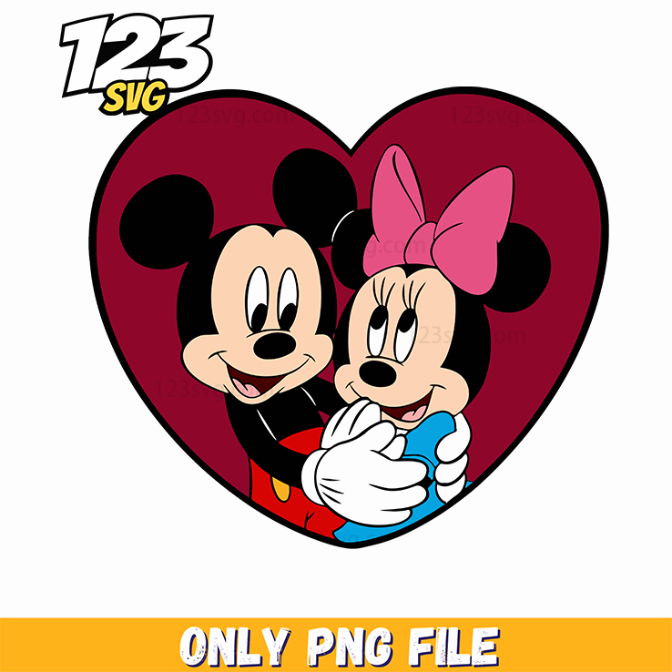 Minnie Mickey Heart Love PNG, mickey mouse love heart png, mickey mouse heart love png