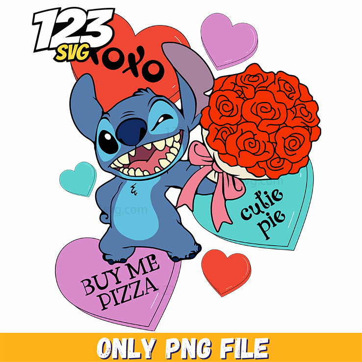 Stitch Valentine Love PNG, stitch valentine png, valentine stitch clip art