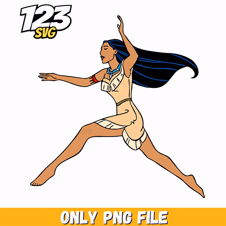 Pocahontas Action Run PNG, kpop cartoon png, korean cartoon png