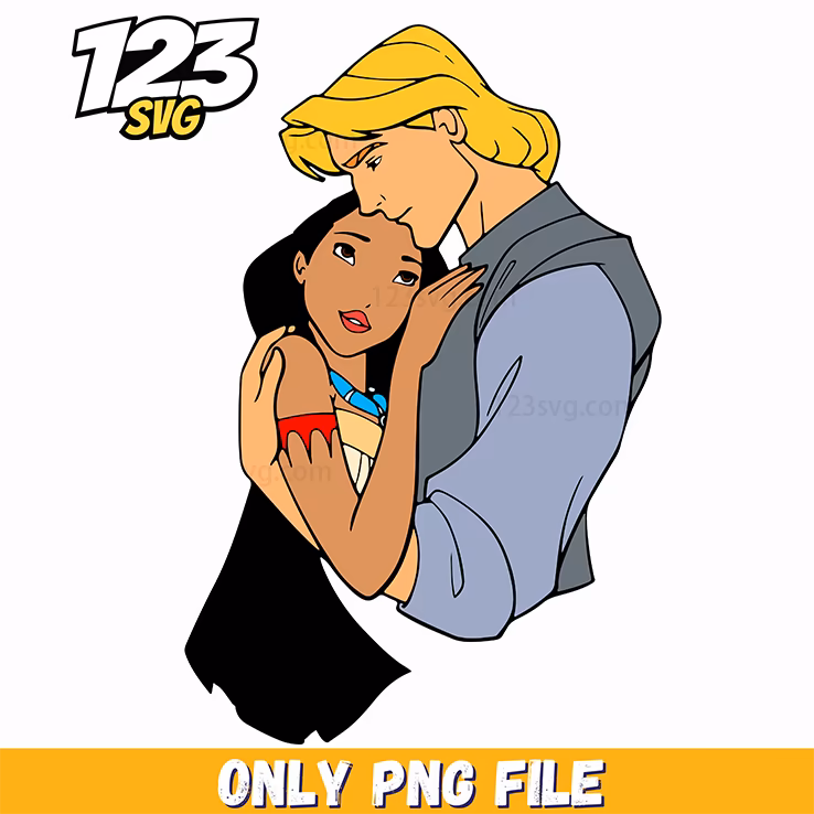 Pocahontas Romantic Hug PNG, valentine pizza love, valentine pizza and love
