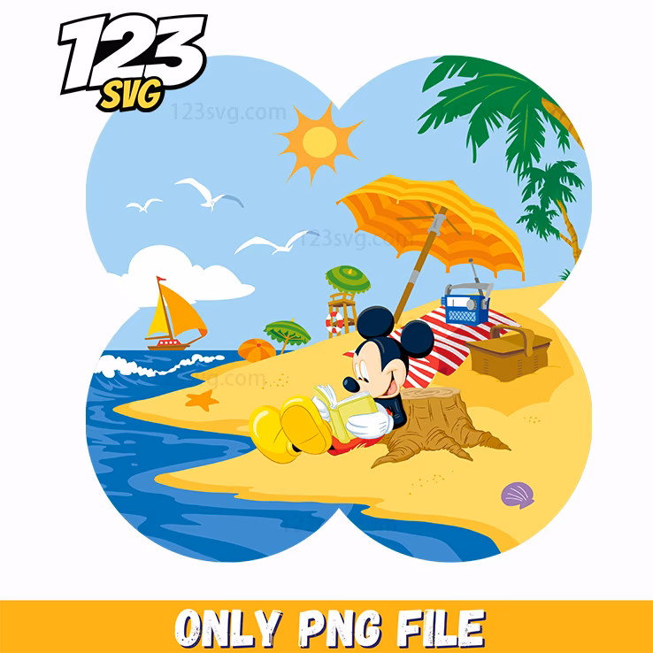 mickey beach vacation png, disney vacation, disney mickey safari travel png