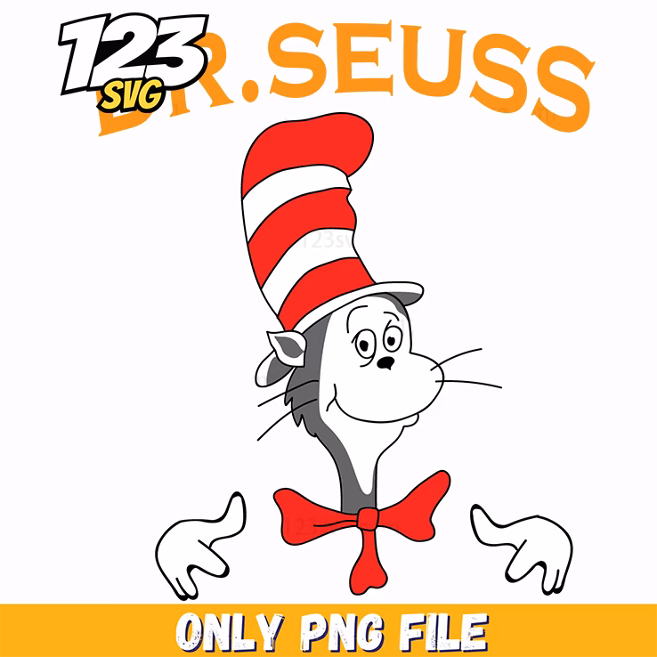 cat in the hat classic character dr seuss png, christmas png, demon hunter png