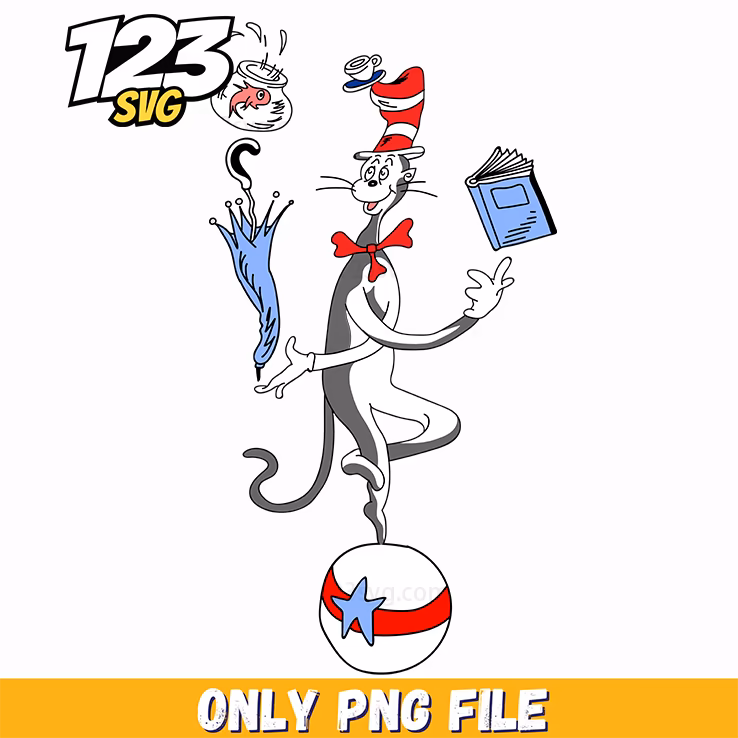 cat in the hat dancing png, dr seuss character png, christmas ornament