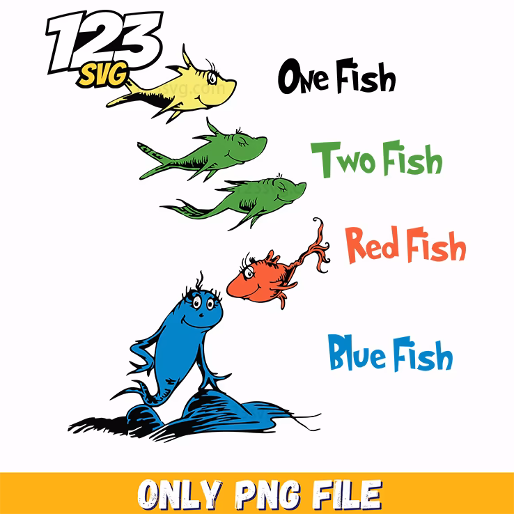 one fish two fish red fish blue fish dr seuss png, christmas season png, christmas bell png
