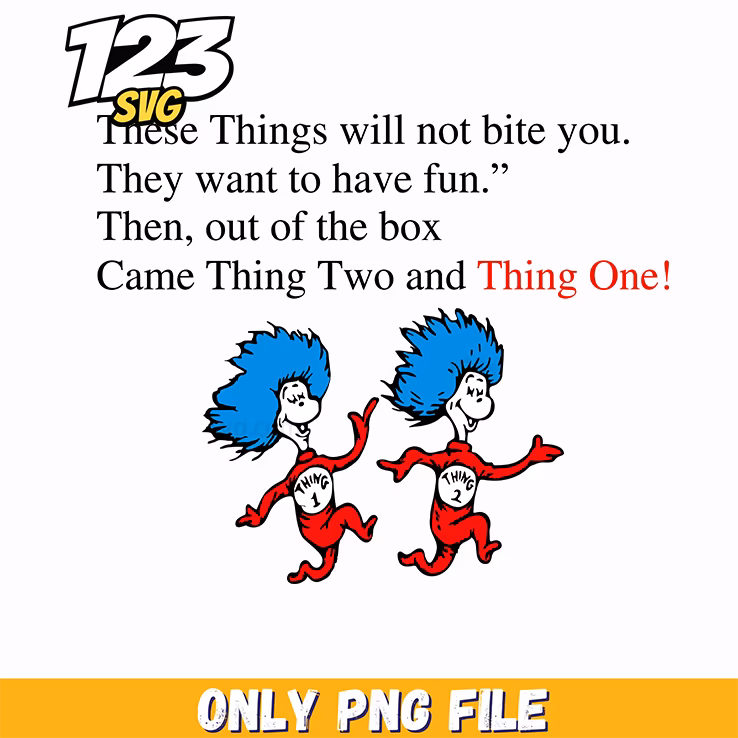 thing one thing two fun dr seuss png, fun cartoon character design, instant download – dreamsvg store