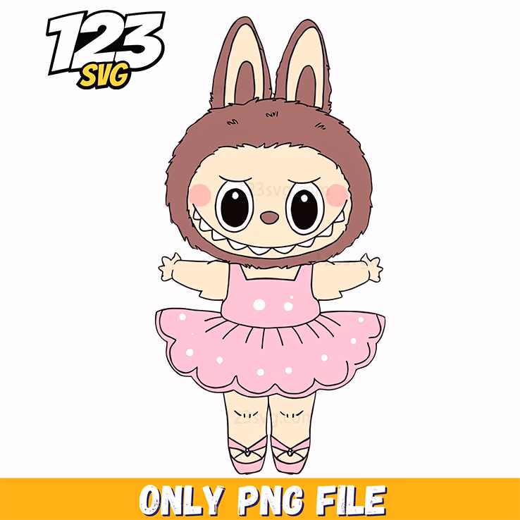 brown ballerina labubu png, brown labubu illustration png, brown labubu picture frame png