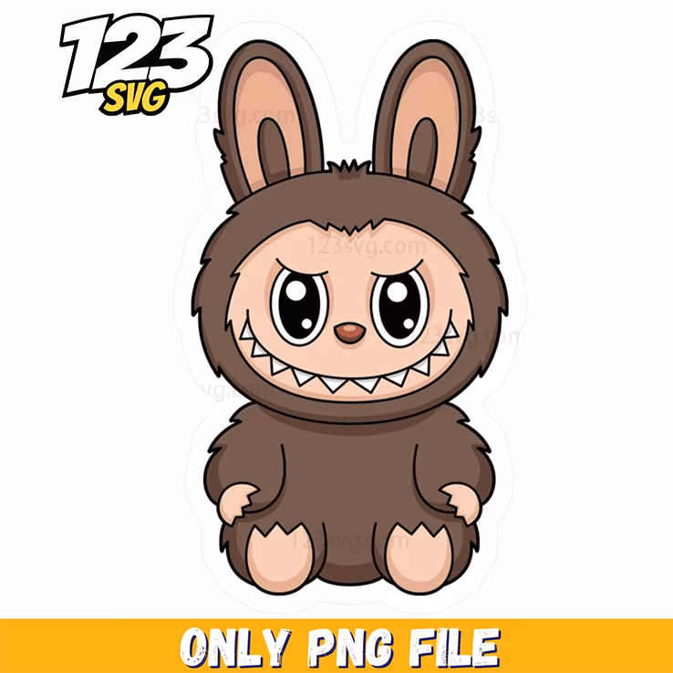 brown bunny labubu png, brown labubu png, brown flowers labubu png