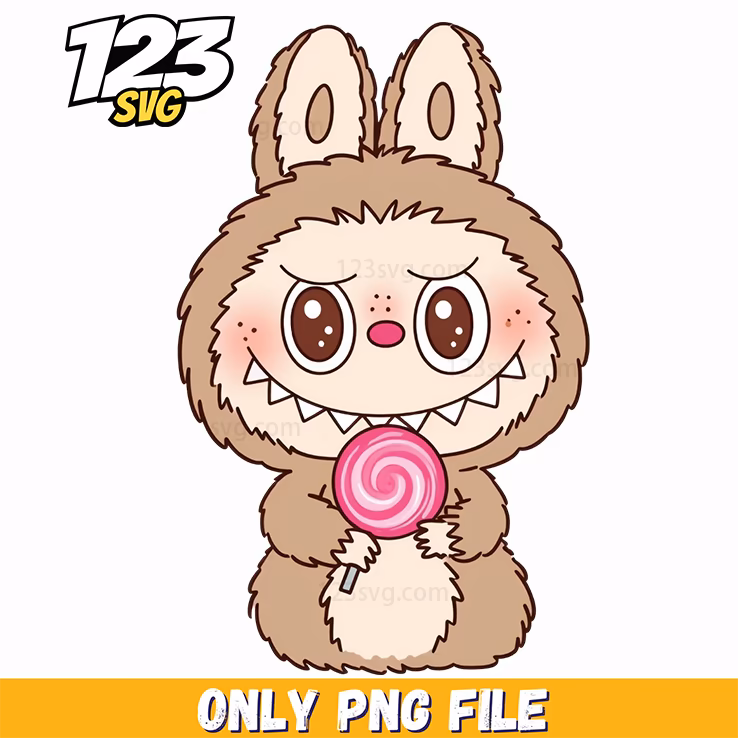 brown bunny lollipop labubu png, all types of labubu png, cute labubu png
