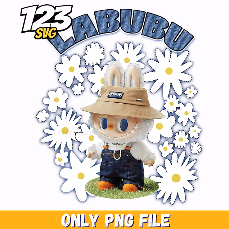 floral cowboy labubu png, purple light labubu png, labubu blind box png
