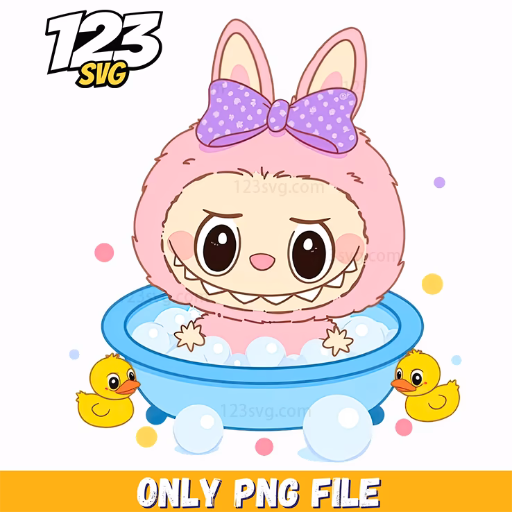 labubu duck bath png, cute duck costume, cartoon character