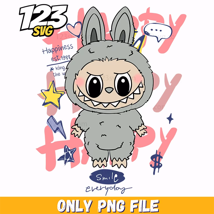grey monster labubu png, labubu cartoon png, cute labubu png