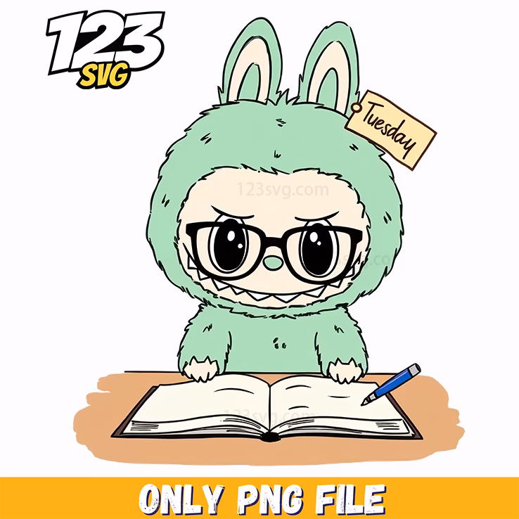 mint green labubu reading png, labubu keychain, labubu cartoon