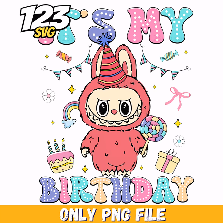 pink birthday labubu png, have a seat labubu png, labubu doll png