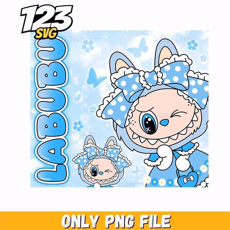 purple kawaii bow labubu png, kawaii bow png, labubu bow png