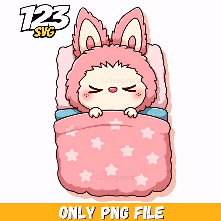 sleeping bunny labubu png, labubu png, labubu bunny png
