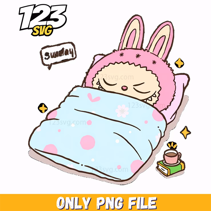 sleeping labubu bed png, labubu bed png, labubu bed