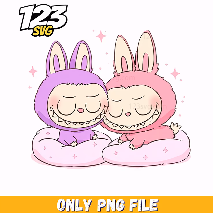sleeping labubu duo png, labubu duo png, labubu duo png design