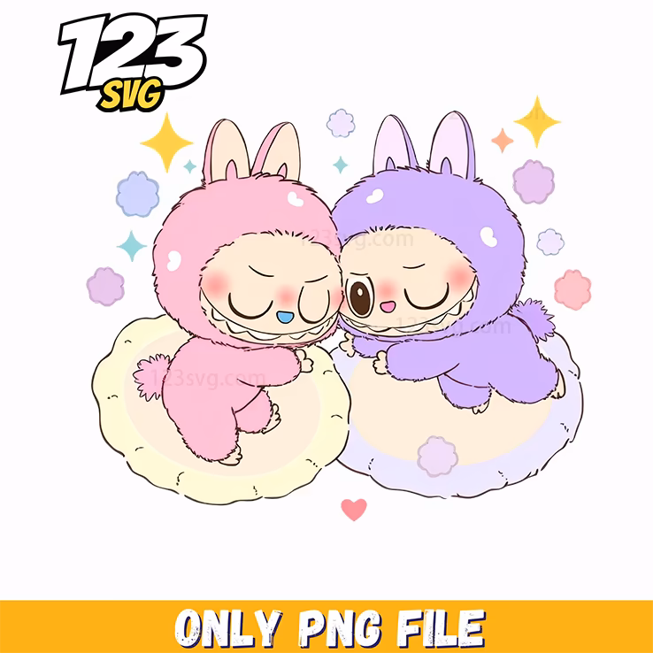 sleeping pastel labubu friends png, labubu pastel friends, pastel friends labubu