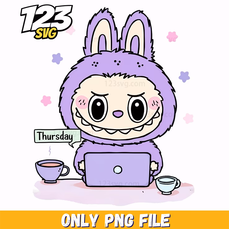 thursday labubu computer png, labubu computer, labubu png
