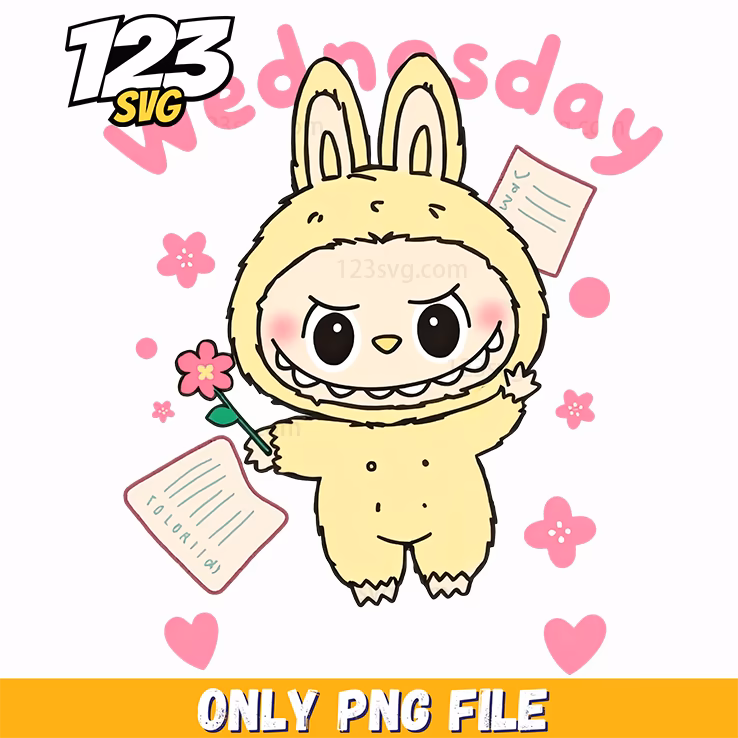 wednesday bunny labubu png, labubu png, labubu png wednesday