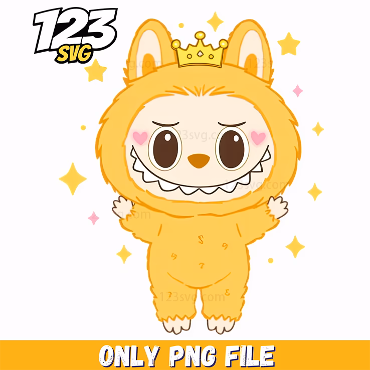 yellow crown labubu png 2, labubu yellow crown, labubu png crown